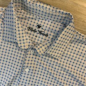 Birdie Threads Blue and White Men's Golf Shirt